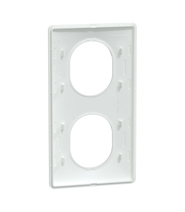 Ovalis Plaque de finition Verticale 2 postes - entraxe 71 mm - Blanc