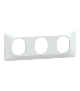 Ovalis Plaque de finition Horizontale 3 postes - entraxe 71 mm - Blanc