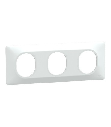 Ovalis Plaque de finition Horizontale 3 postes - entraxe 71 mm - Blanc