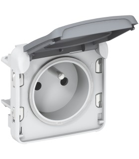 Prise 2P+T éclips de protection Prog Plexo composable gris - 16 A - 250 V / Legrand