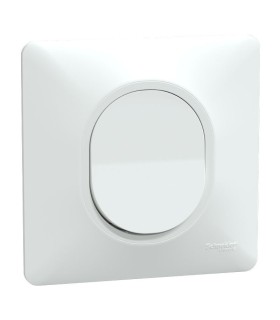 Ovalis Bouton poussoir COMPLET à fermeture - 10AX - Blanc - griffes montées