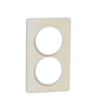 Odace Touch bois nordique avec liseré blanc plaque verticale entraxe 57mm