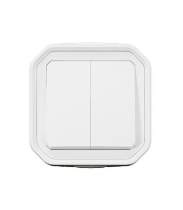 Commande double interrupteur ou poussoir Plexo complet saillie blanc
