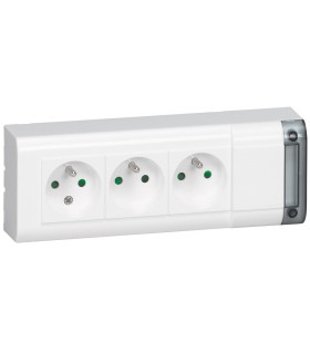 Bloc multiprises  3x2P+T fixable sans cordon - L. 208 mm