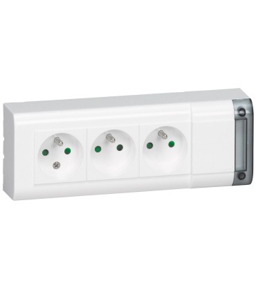 Bloc multiprises  3x2P+T fixable sans cordon - L. 208 mm