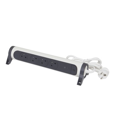 Multiprise rotative 4x2P+T Surface + interrupteur et parafoudre Rallonge