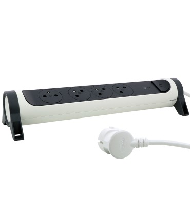 Multiprise rotative 4x2P+T Surface + interrupteur et parafoudre Rallonge