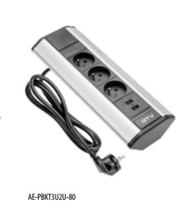 Bloc 3 prises + 2 USB - pose en angle / pour plan de travail