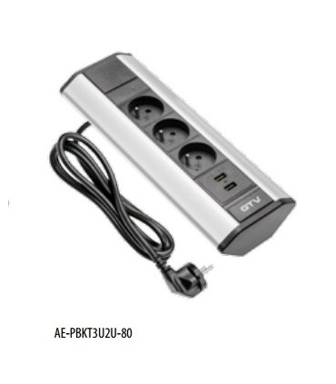 Bloc 3 prises + 2 USB - pose en angle / pour plan de travail