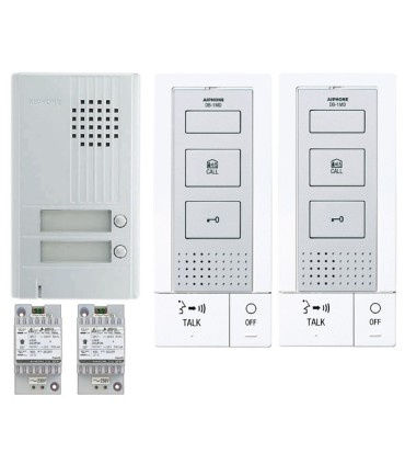 Kit audio 1 platine alu saillie, 2 postes mains-libres et 2 transformateurs