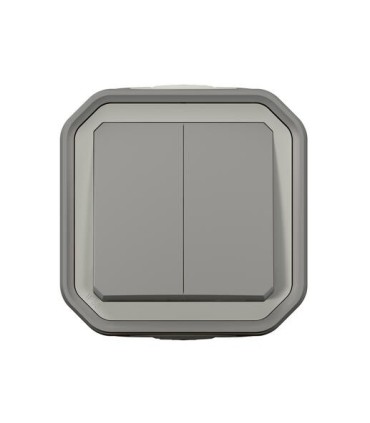 Commande double interrupteur ou poussoir Plexo complet saillie gris / Legrand