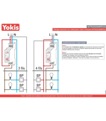 Télérupteur Filaire/Radio temporisable modulaire 10A