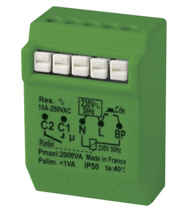 Télérupteur  encastré temporisable Filaire/Radio avec contact sec libre potentiel (10A)