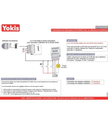 Télérupteur encastré temporisé  2000W