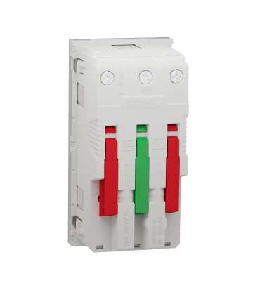 Unica prise double 2P+T standard allemand 45° - bornier à vis - Blanc - méca seul