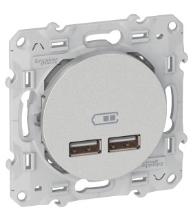 Odace double chargeur usb 2.1 A aluminium