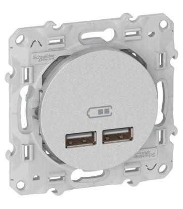 Odace double chargeur usb 2.1 A aluminium
