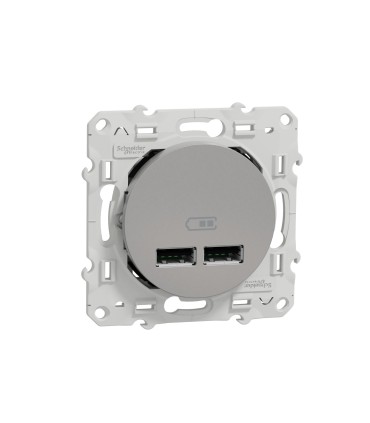 Odace double chargeur usb 2.1 A aluminium