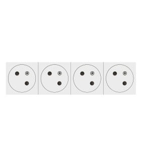 Prise 4x2P+T Surface Mosaic Link raccordement latéral 8 modules blanc