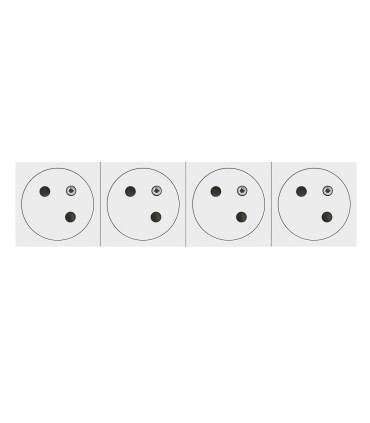 Prise 4x2P+T Surface Mosaic Link raccordement latéral 8 modules blanc