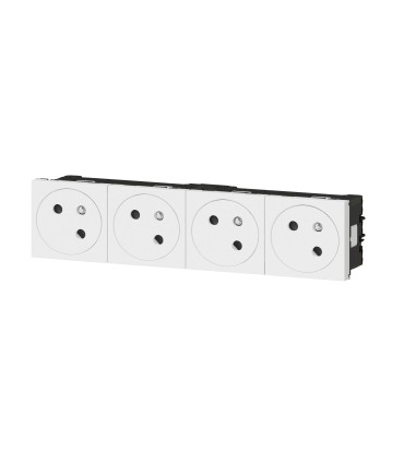 Prise 4x2P+T Surface Mosaic Link raccordement latéral 8 modules blanc