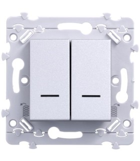 Double Poussoir 1O+1F à voyant Essensya Titane