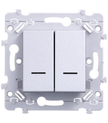 Double Poussoir 1O+1F à voyant Essensya Titane