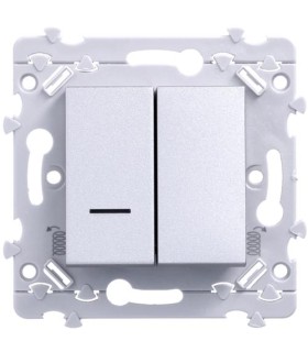 essensya Inter bouton Poussoir Duo +  Inter bouton Poussoir à voyant Titane