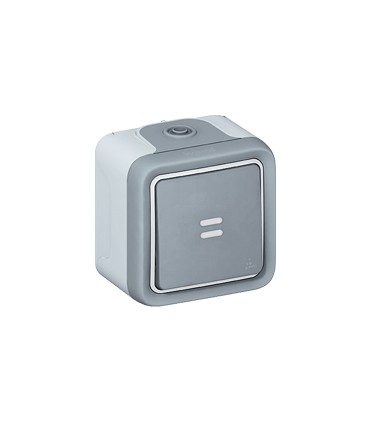 Poussoir témoin étanche 10A Plexo complet IP55 saillie - gris