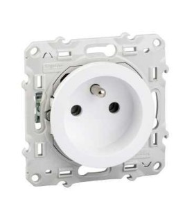 ODACE Prise 2P+T avec éclipses Blanc Brillant