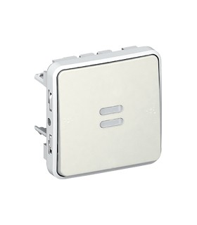 Poussoir étanche NO lumineux Plexo composable IP55 10A - blanc