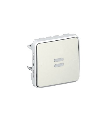 Poussoir étanche NO lumineux Plexo composable IP55 10A - blanc
