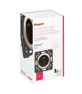 Pack 3 prises connectées Céliane with Netatmo 16A sans plaque -  titane