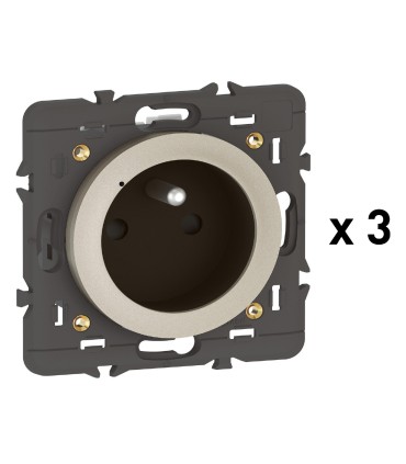 Pack 3 prises connectées Céliane with Netatmo 16A sans plaque -  titane