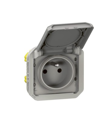 Prise Plexo avec volet composable - gris