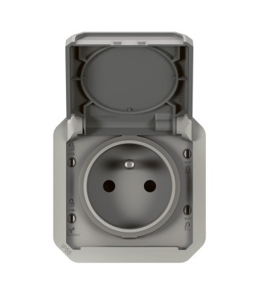 Prise Plexo avec volet composable - gris