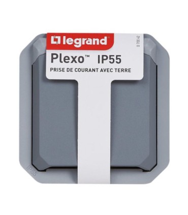 Prise Plexo avec volet composable - gris