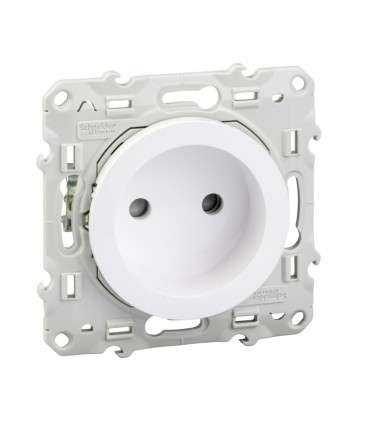 Odace, prise de courant 2P connexion à vis fixation à griffes Blanc