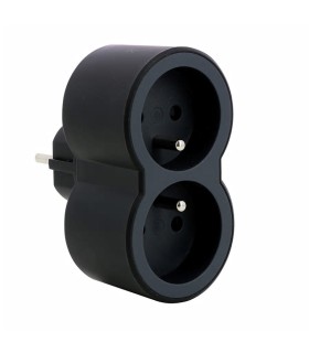 Fiche 2x2P+T frontales 16A 230V 3680W - noir/gris foncé (049432)