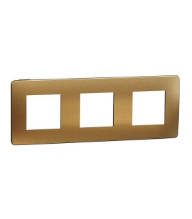 Plaque de finition Unica Studio Métal N Cuivre liseré Anthracite - 3 postes