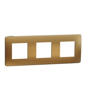 Plaque de finition Unica Studio Métal N Cuivre liseré Anthracite - 3 postes