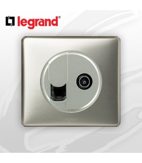 Prise RJ45 Cat 6 + TV complète Legrand Celiane Titane Métal