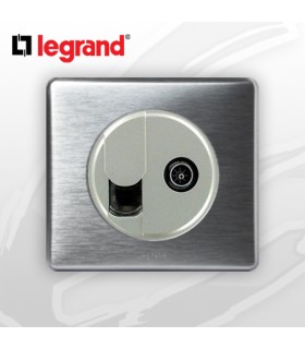 Prise RJ45 Cat 6 + TV complète Legrand Celiane Alu Métal