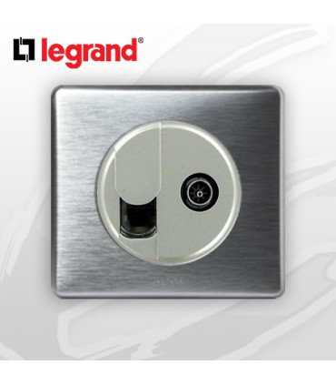Prise RJ45 Cat 6 + TV complète Legrand Celiane Alu Métal