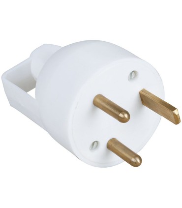 Fiche 20A mâle droite 2P+T avec poignée blanche