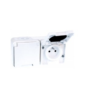 Double prise horizontale 2P+T Oxxo BLANC IP55