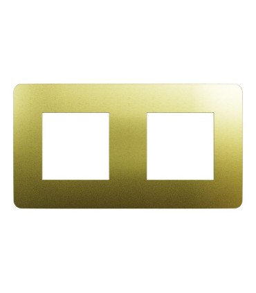 Plaque de finition Unica Studio Métal Or liseré Blanc - 2 postes