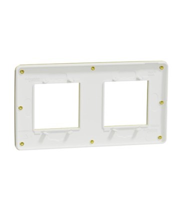 Plaque de finition Unica Studio Métal Or liseré Blanc - 2 postes