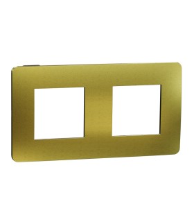 Plaque de finition 2 postes Unica Studio Métal N - Or liseré Anthracite