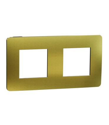 Plaque de finition 2 postes Unica Studio Métal N - Or liseré Anthracite